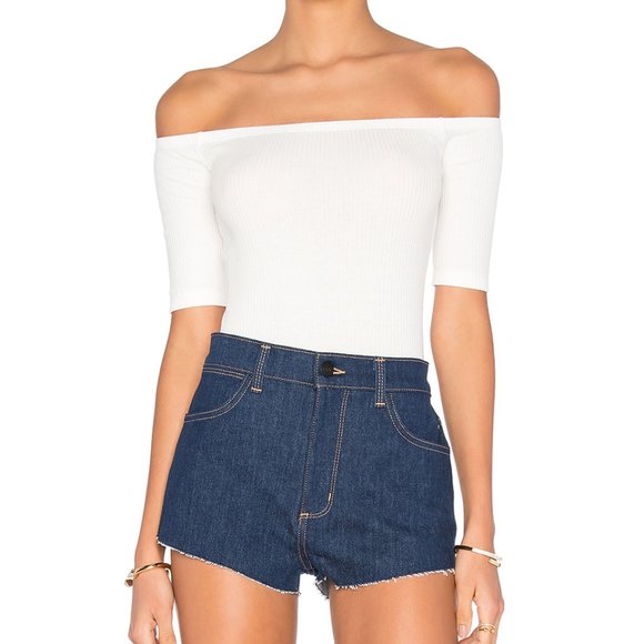 Capulet Tops - Capulet Short Sleeve Shoulderless Bodysuit, Large